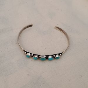 Precious Turquoise Stone Silver Bracelet